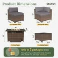 Aoxun 8 Piece Patio Furniture Set with 44” Fire Pit Table Wicker Rattan Outdoor Sectional Sofa Set with Coffee Table and 4” Thickened Cushions, Gray (Waterproof Cover Included)
