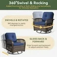 Aoxun 3 Pieces Patio Furniture Set, Patio Swivel Rocker Chairs Set of 2, Wicker Outdoor Bistro Set with Rocking Chair, Thickened Cushions and Table for Porch (Blue)