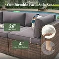 11 Piece Patio Furniture Set Wicker Rattan Patio Conversation Set Outdoor Sectional Sofa Set with Coffee Table and 4” Thickened Cushions, Gray(Waterproof Cover Included)