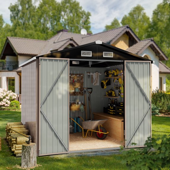 Aoxun 6'x4' Outdoor Metal Shed, Storage Shed with Door & Lock, Garden Shed for Backyard, Patio, Lawn