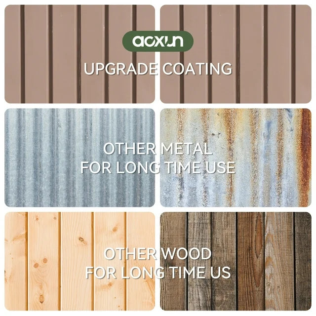 6 x 4 ft Outdoor Metal Storage Shed with Lock, Galvanized Metal Shed with Air Vents, Brown