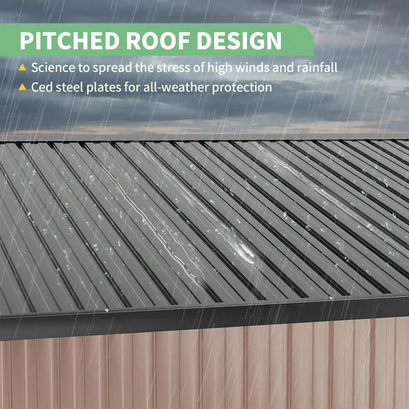 8.5' x 5.6' Outdoor Storage Shed, Metal Shed with Lockable Door for Backyard, Garden