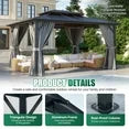 Clouddwell 12'x14' Hardtop Gazebo - Polycarbonate Double Roof with Netting & Curtains for Patio, Garden Sun Protection,Gray