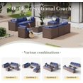 10 Piece Patio Furniture Set Wicker Rattan Patio Conversation Set Outdoor Sectional Sofa Set with Coffee Table and 4” Thickened Cushions, Blue(Waterproof Cover Included)