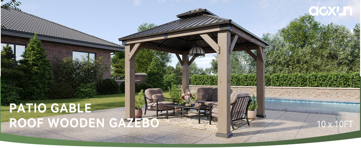 Aoxun Cedar Wood Gazebo