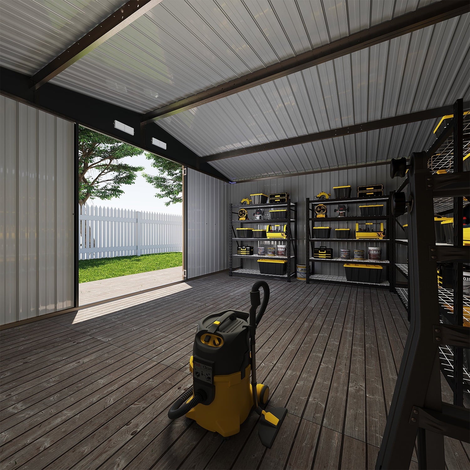 Clouddwell 12x10 ft. Metal Storage Shed, Waterproof Steel Garden Shed with Lock, Brown