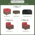 11 Piece Patio Furniture Set Wicker Rattan Patio Conversation Set Outdoor Sectional Sofa Set with Coffee Table and 4” Thickened Cushions, Red(Waterproof Cover Included)