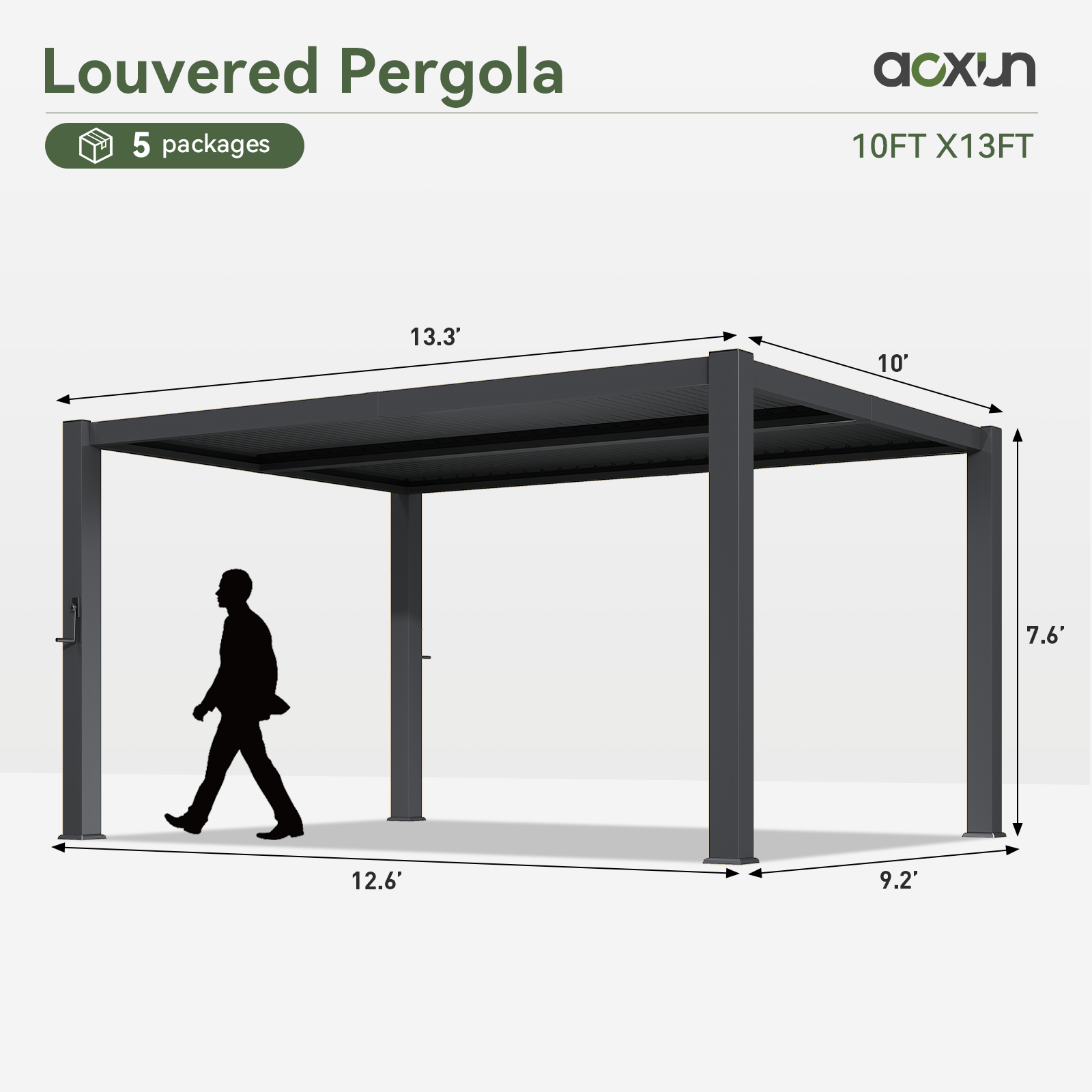 Aoxun 10' x 13' Louvered Pergola
