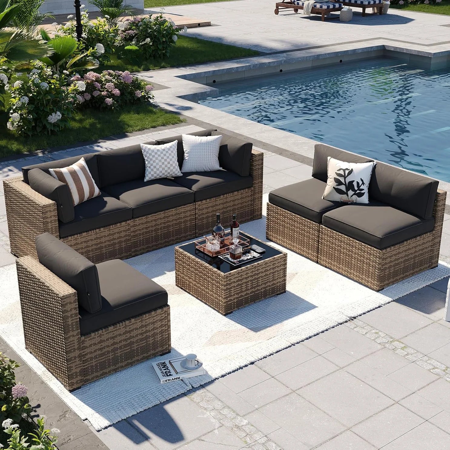 7 pcs Patio Wicker Sofa Sets