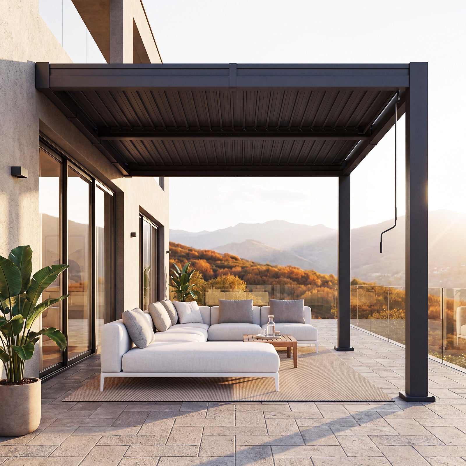 Aoxun Wall Mounted Pergola 10 x 12, Lean to Gazebo with Adjustable Louvers | Secure Wall Attachment, Galvanized Steel Rust-Resistant Frame, Built-In Drainage System for Patio, Deck & Backyard