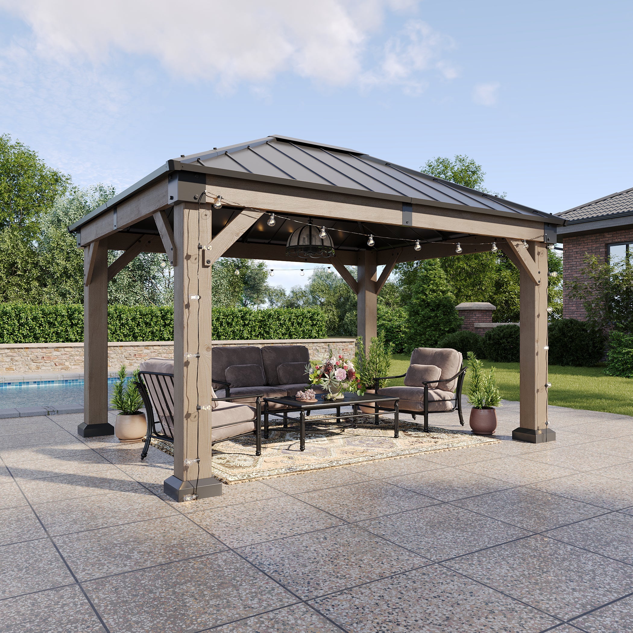 Hardtop Cedar Wood Gazebo