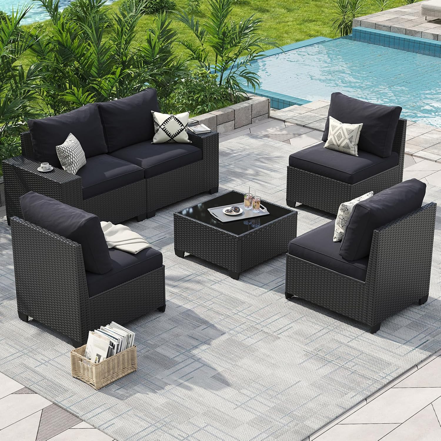 Patio Furniture Set 6 Pcs7Pcs/w Firepit9 Pcs Sofa