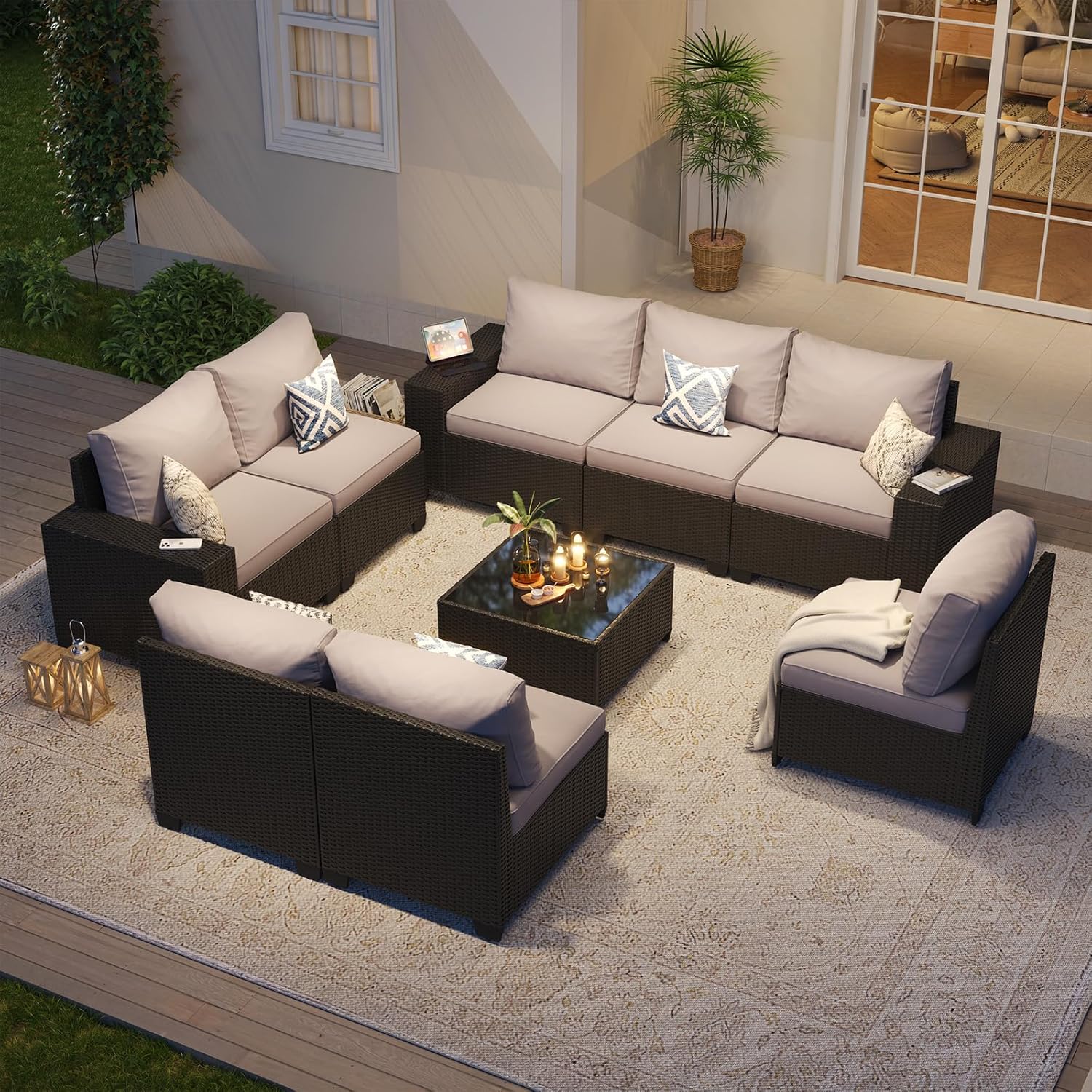 Patio Furniture Set 6 Pcs7Pcs/w Firepit9 Pcs Sofa