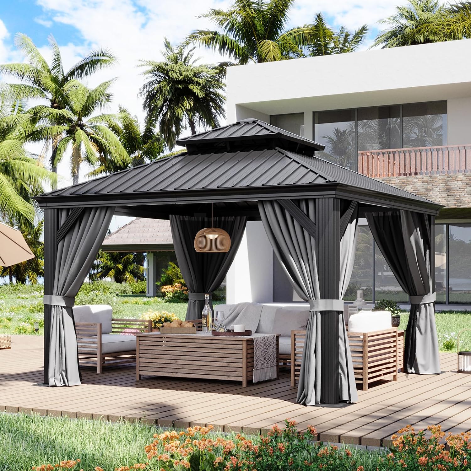 Hardtop Aluminum Gazebo with Rain Gutter