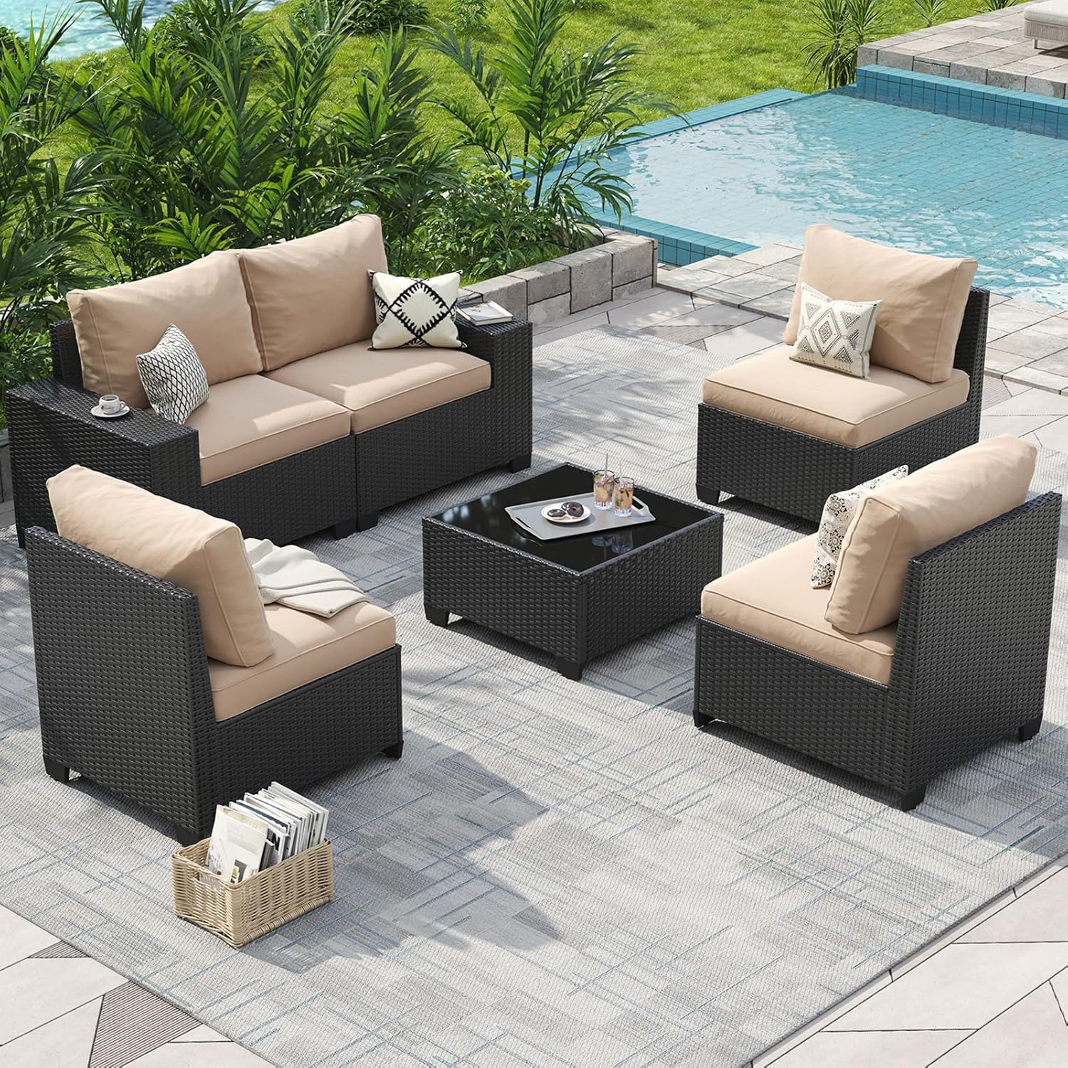 Patio Furniture Set 6 Pcs7Pcs/w Firepit9 Pcs Sofa