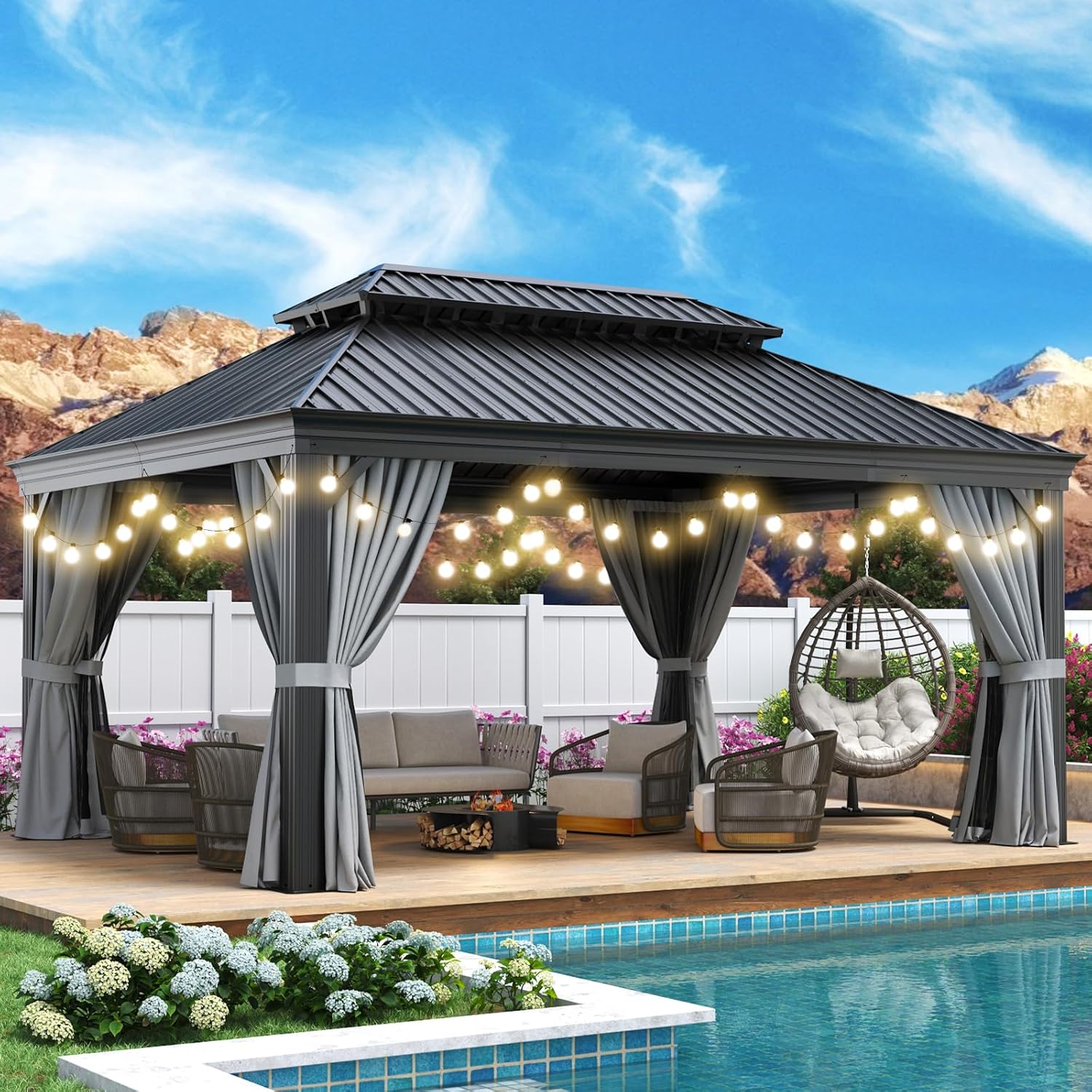 Hardtop Aluminum Gazebo with Rain Gutter