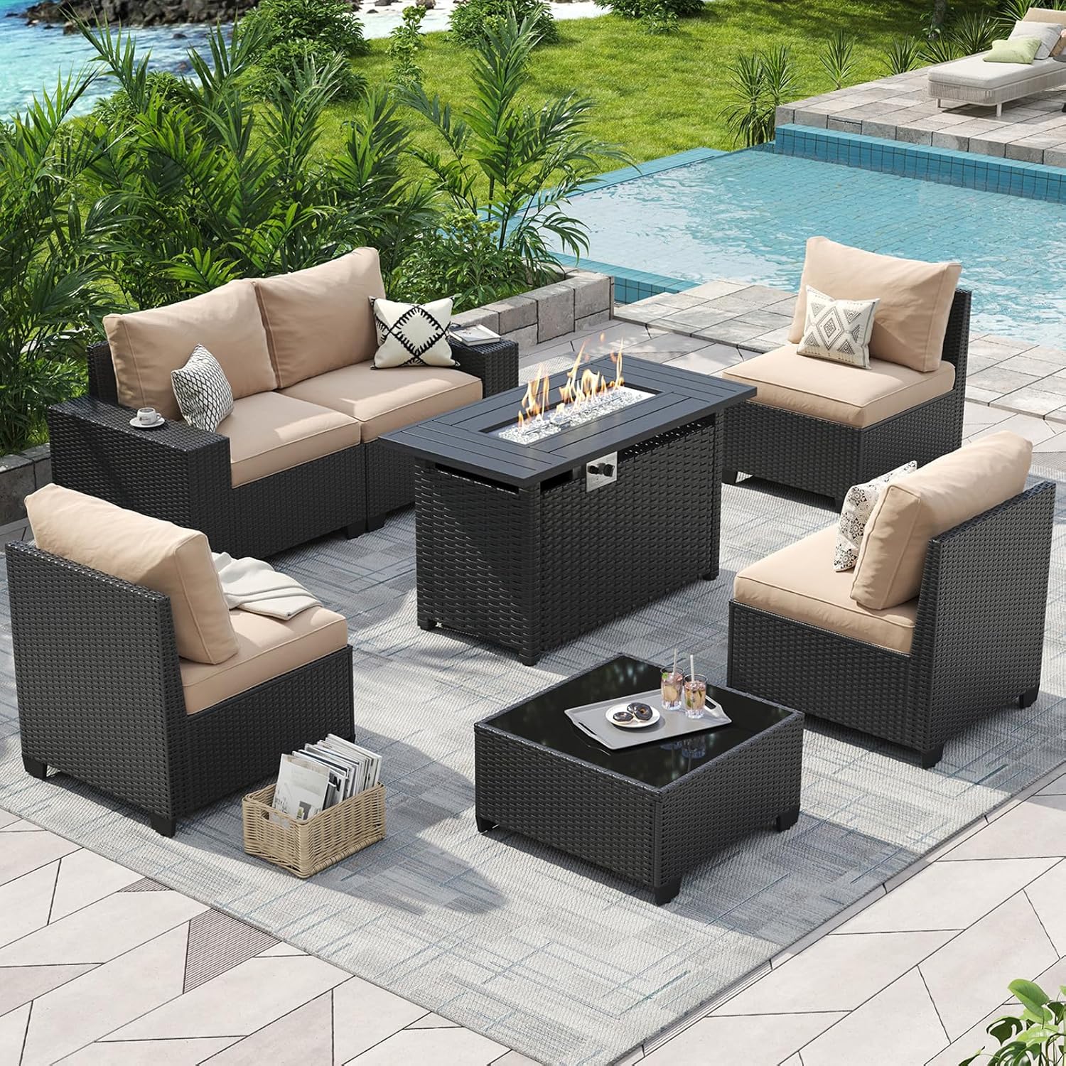 Patio Furniture Set 6 Pcs7Pcs/w Firepit9 Pcs Sofa