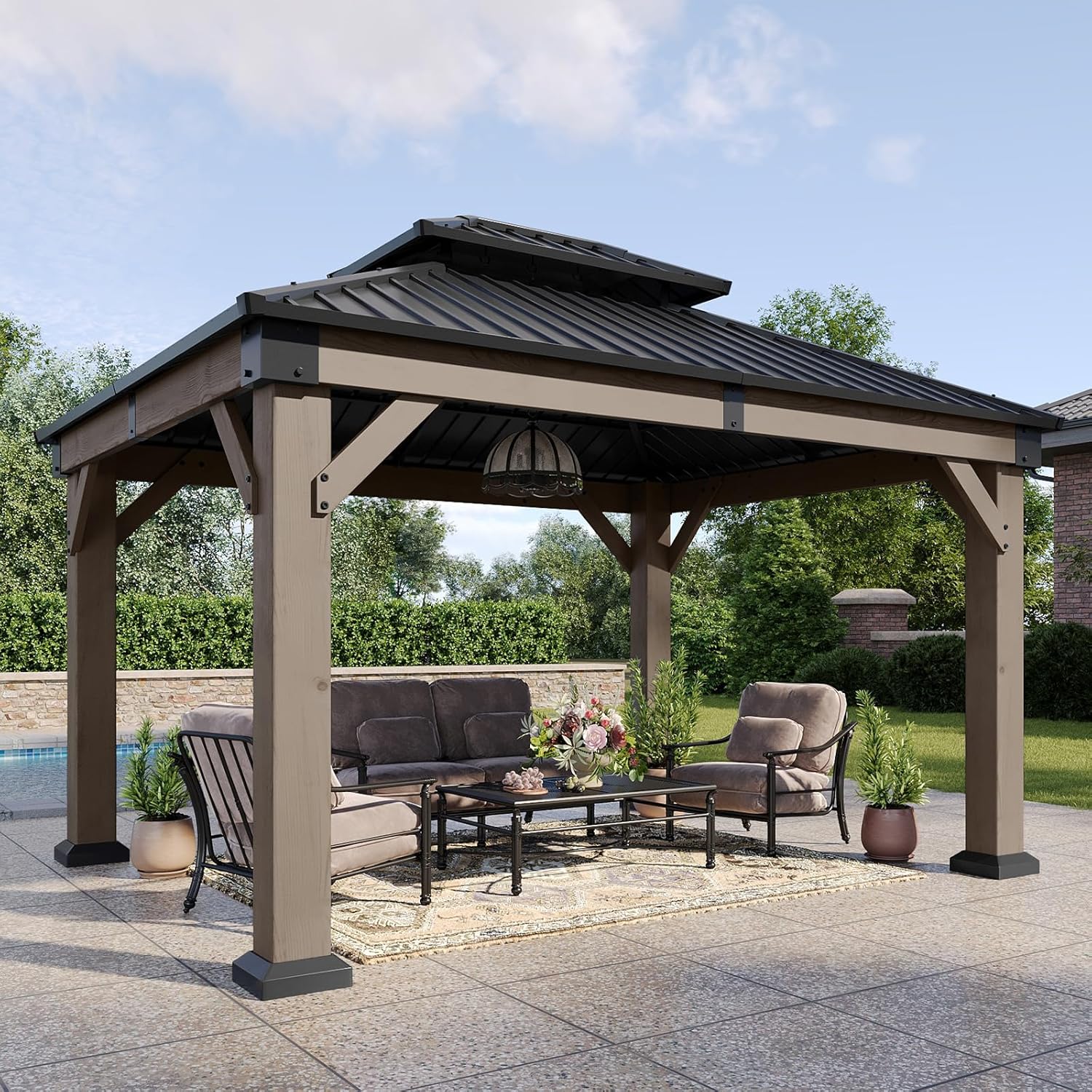 Hardtop Cedar Wood Gazebo