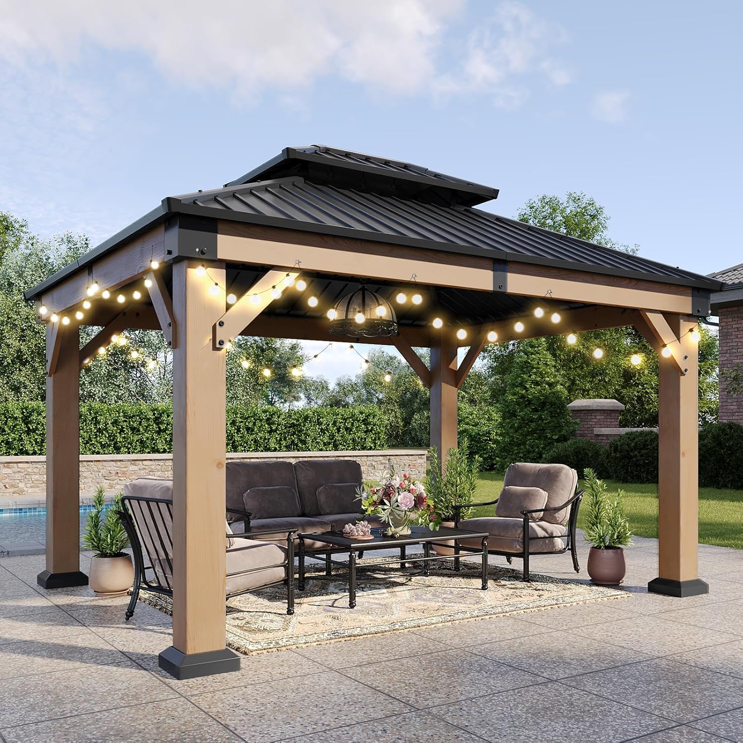Hardtop Cedar Wood Gazebo