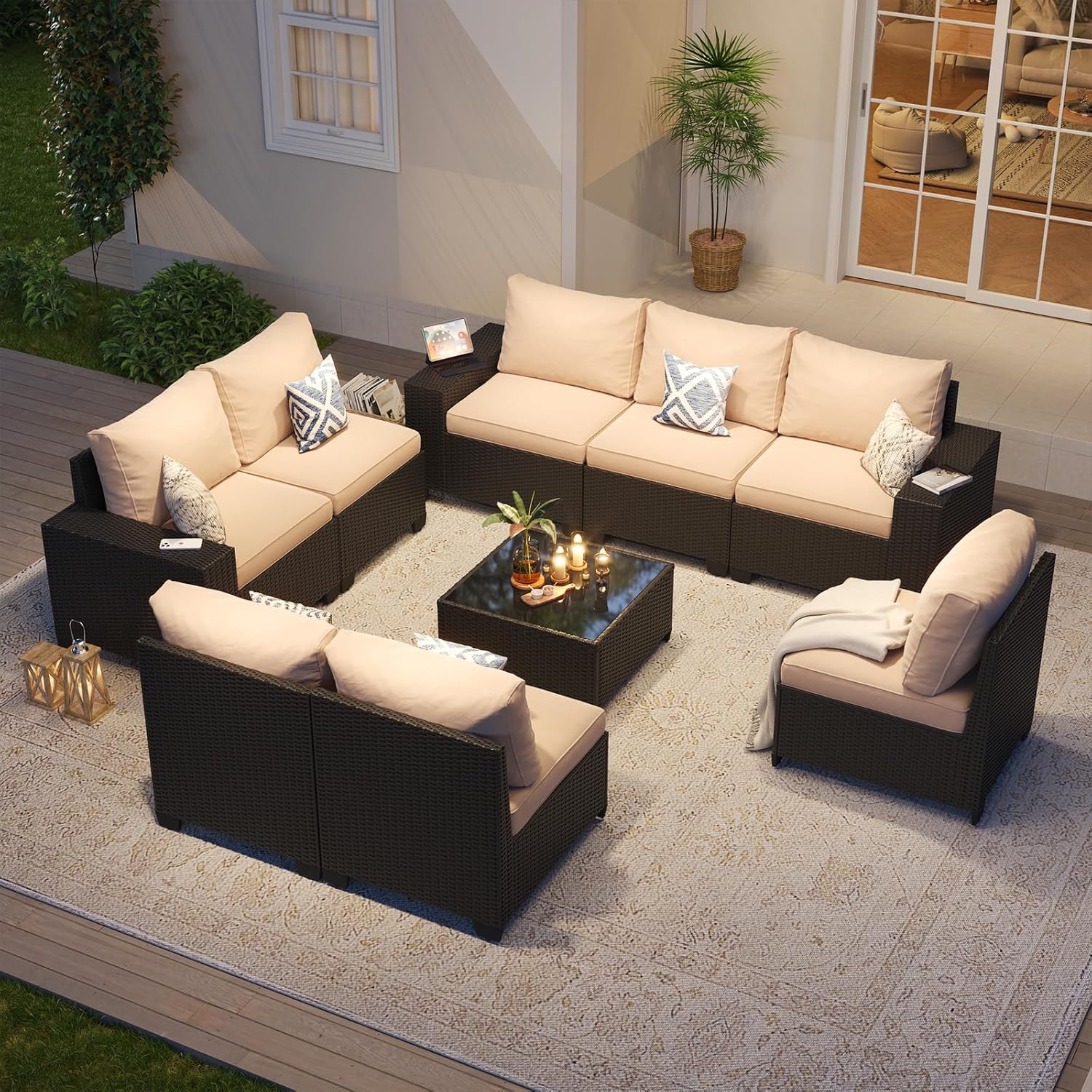 Patio Furniture Set 6 Pcs7Pcs/w Firepit9 Pcs Sofa