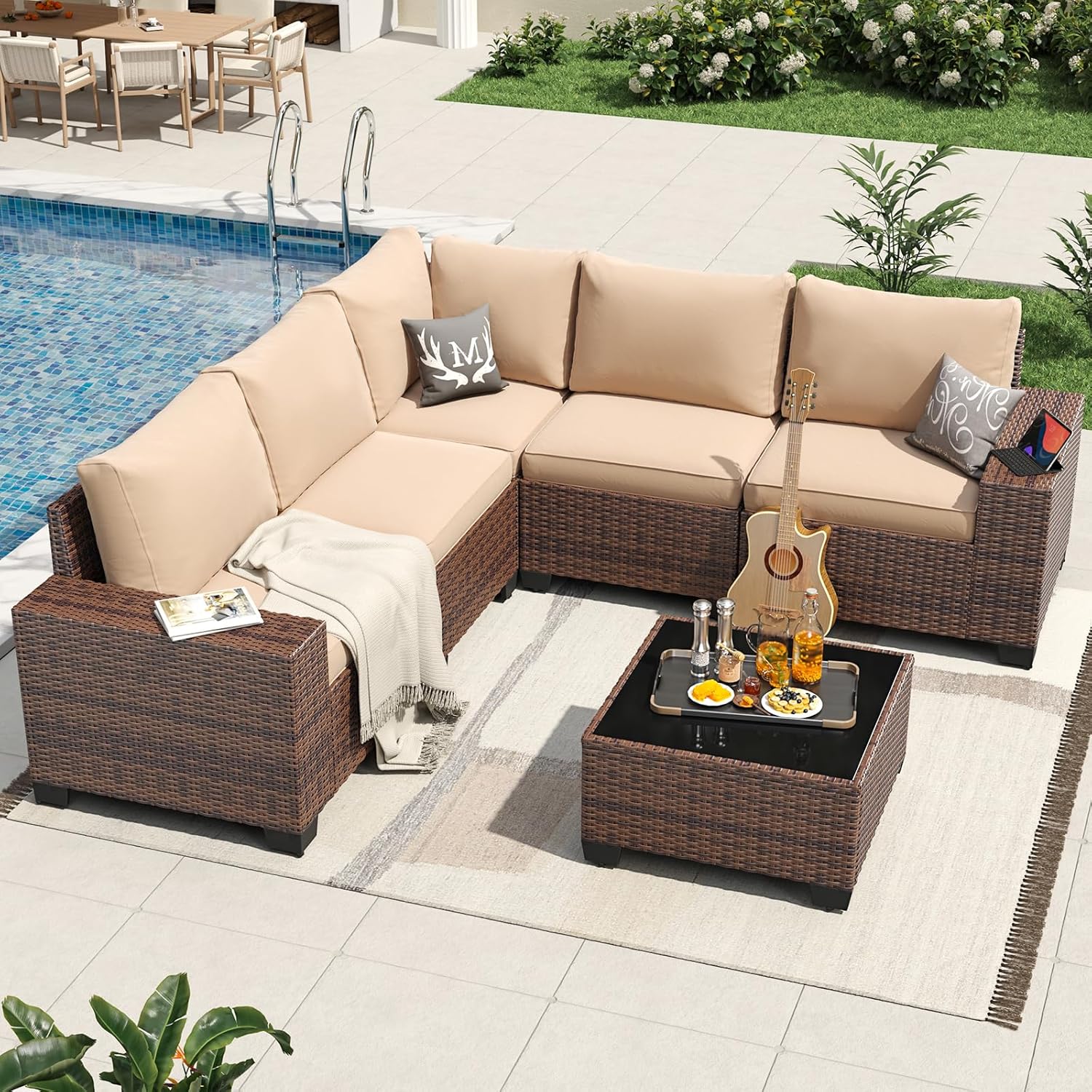 Aoxun 6 Pieces/7 Pieces Patio Furniture Set