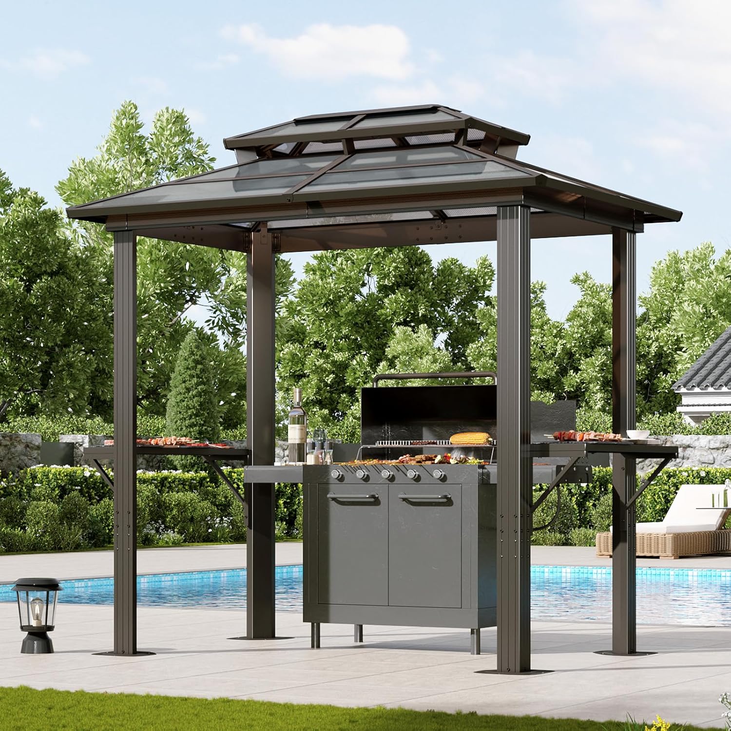 8' x 5' Grill Gazebo with Polycarbonate Double Top