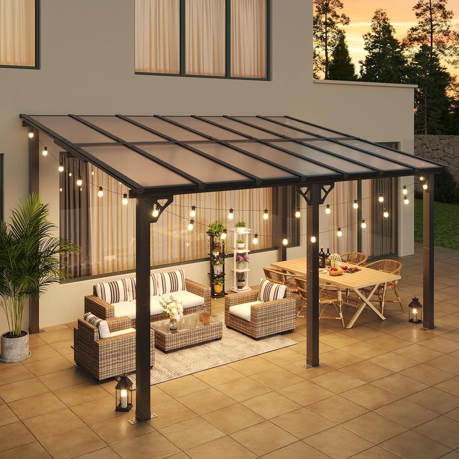 Polycarbonate Wall Mounted Lean To Gazebo