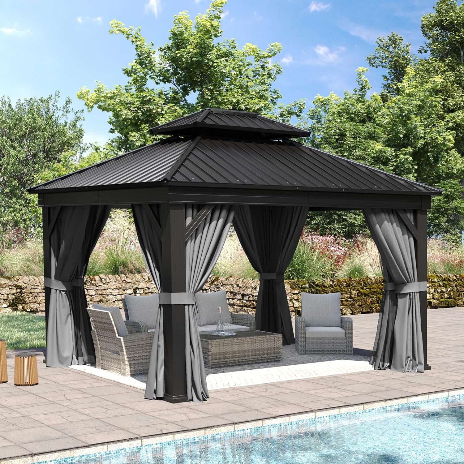 Hardtop Aluminum Gazebo with Rain Gutter