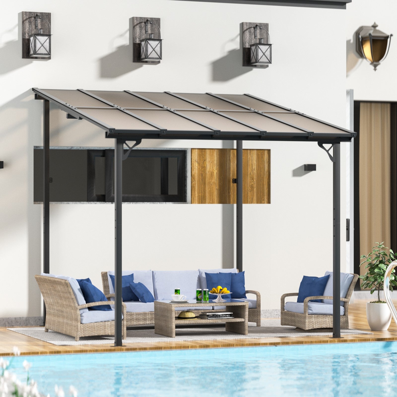 Polycarbonate Wall Mounted Lean To Gazebo