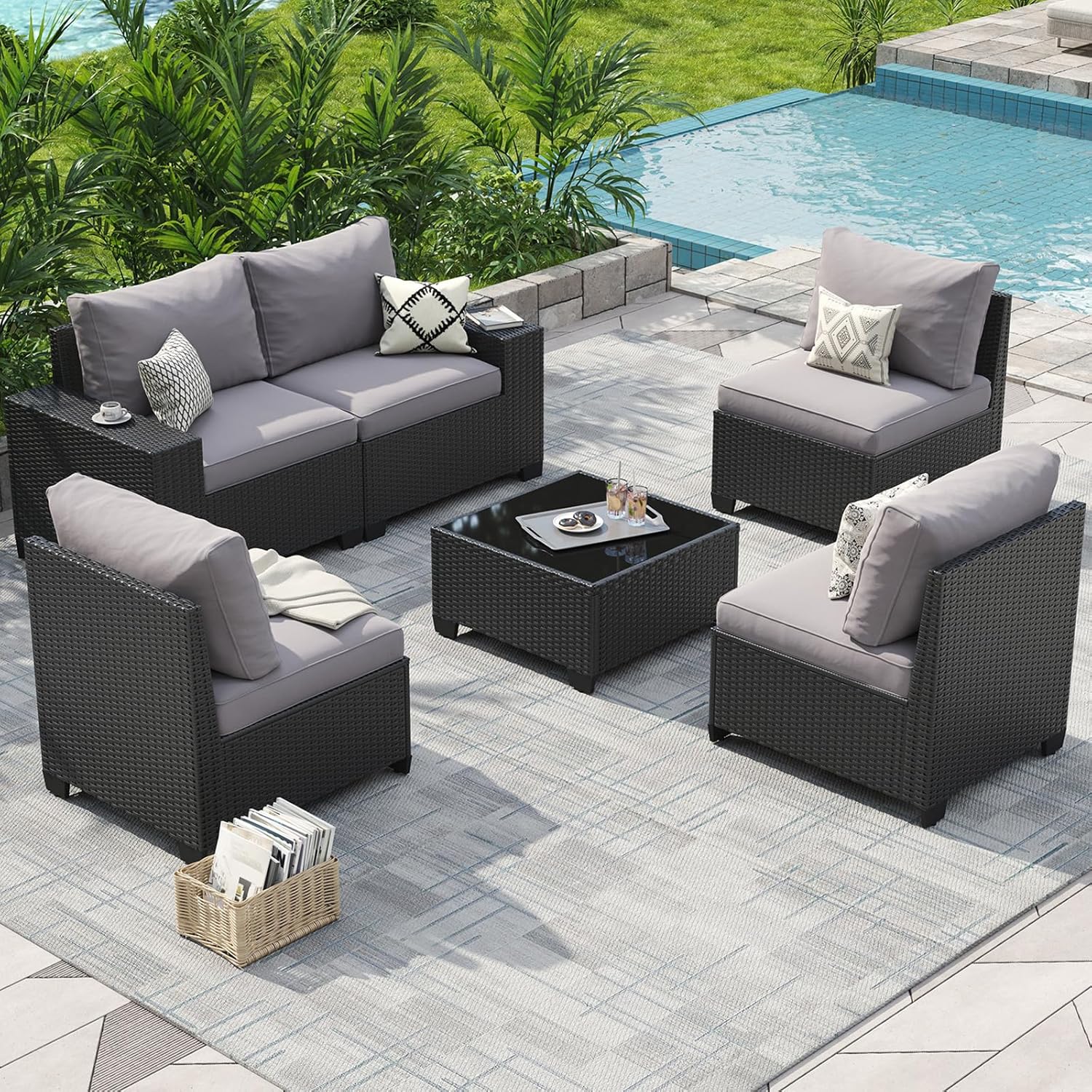 Patio Furniture Set 6 Pcs7Pcs/w Firepit9 Pcs Sofa