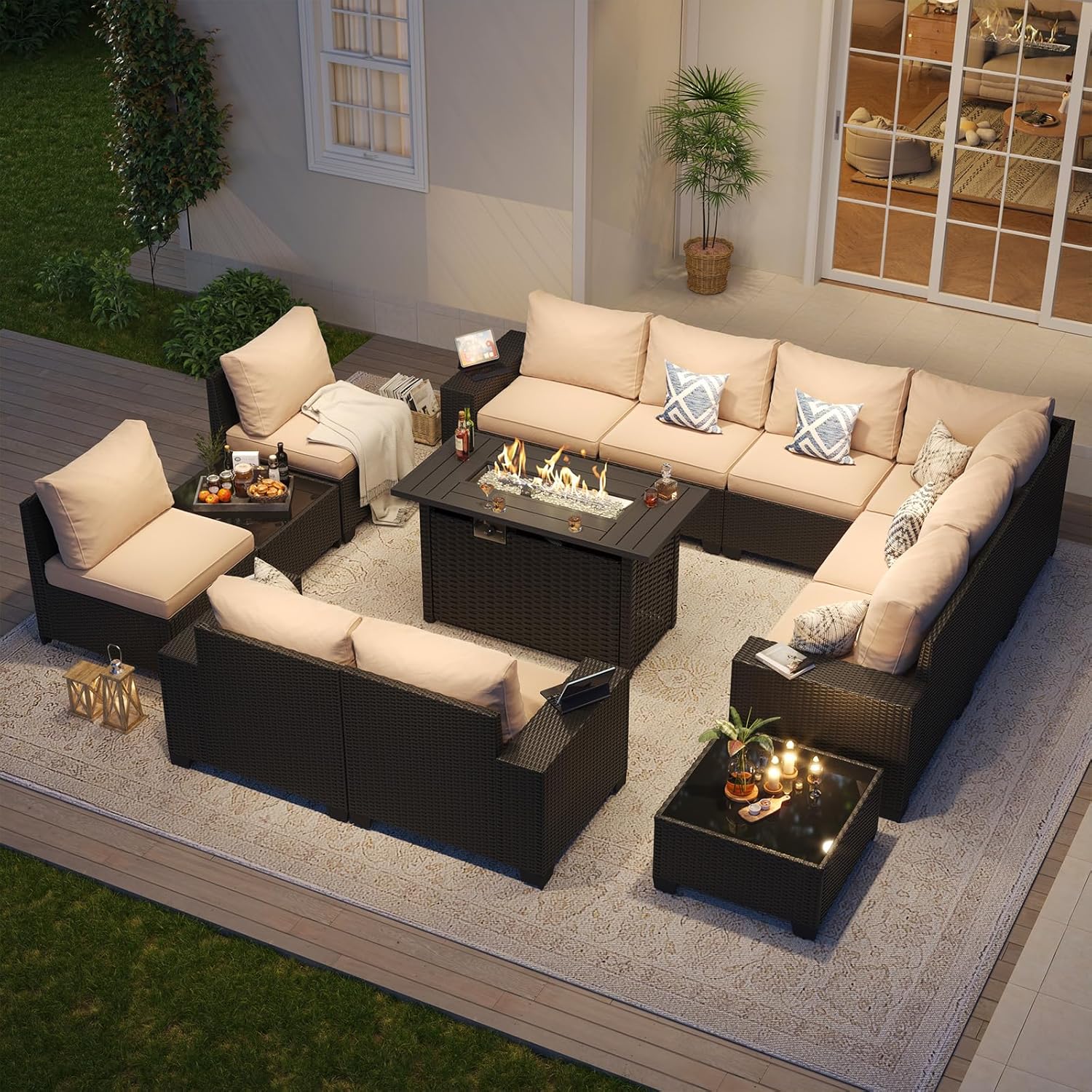 Patio Furniture Set 6 Pcs7Pcs/w Firepit9 Pcs Sofa