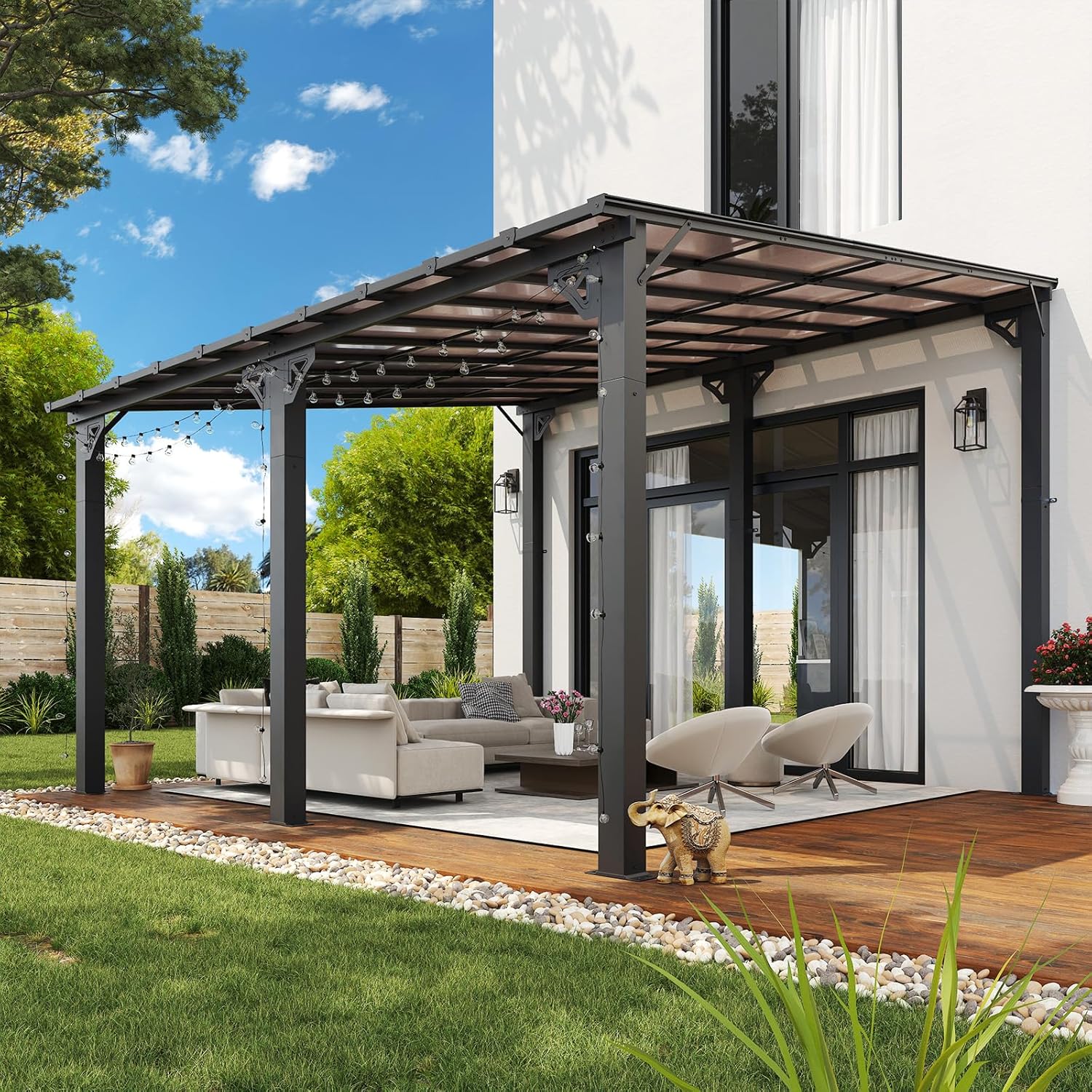 Polycarbonate Wall Mounted Lean To Gazebo