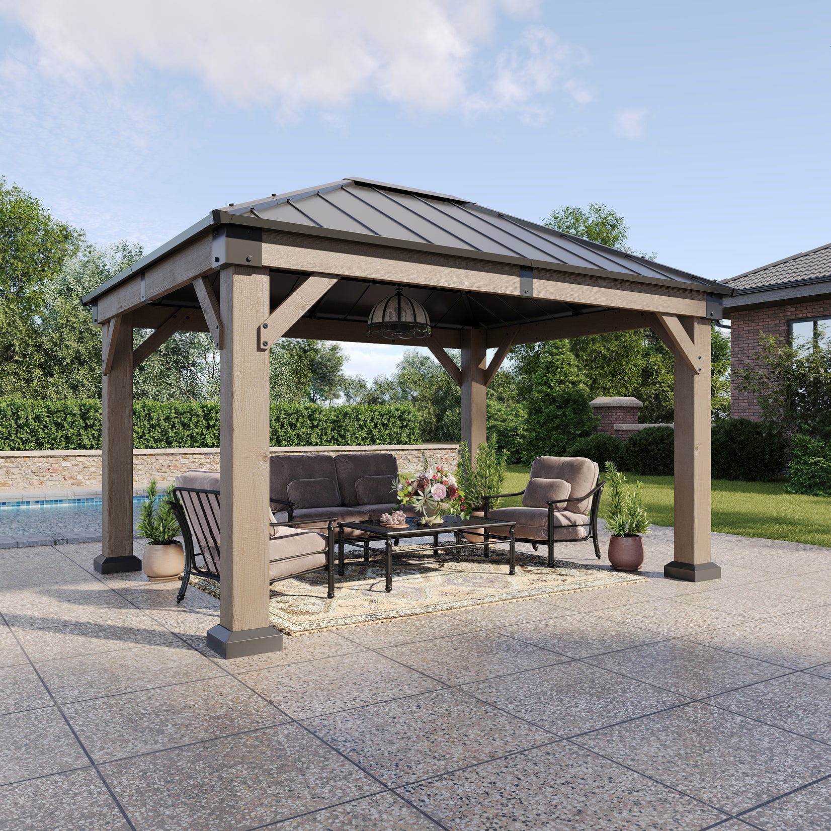 AOXUN Cedar Wooden Gazebo