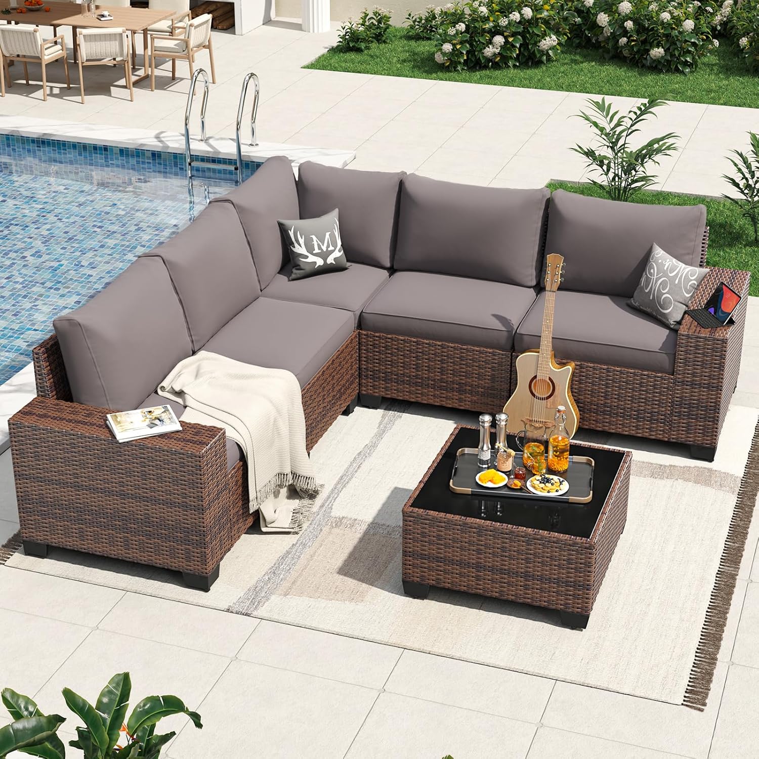 Aoxun 6 Pieces/7 Pieces Patio Furniture Set