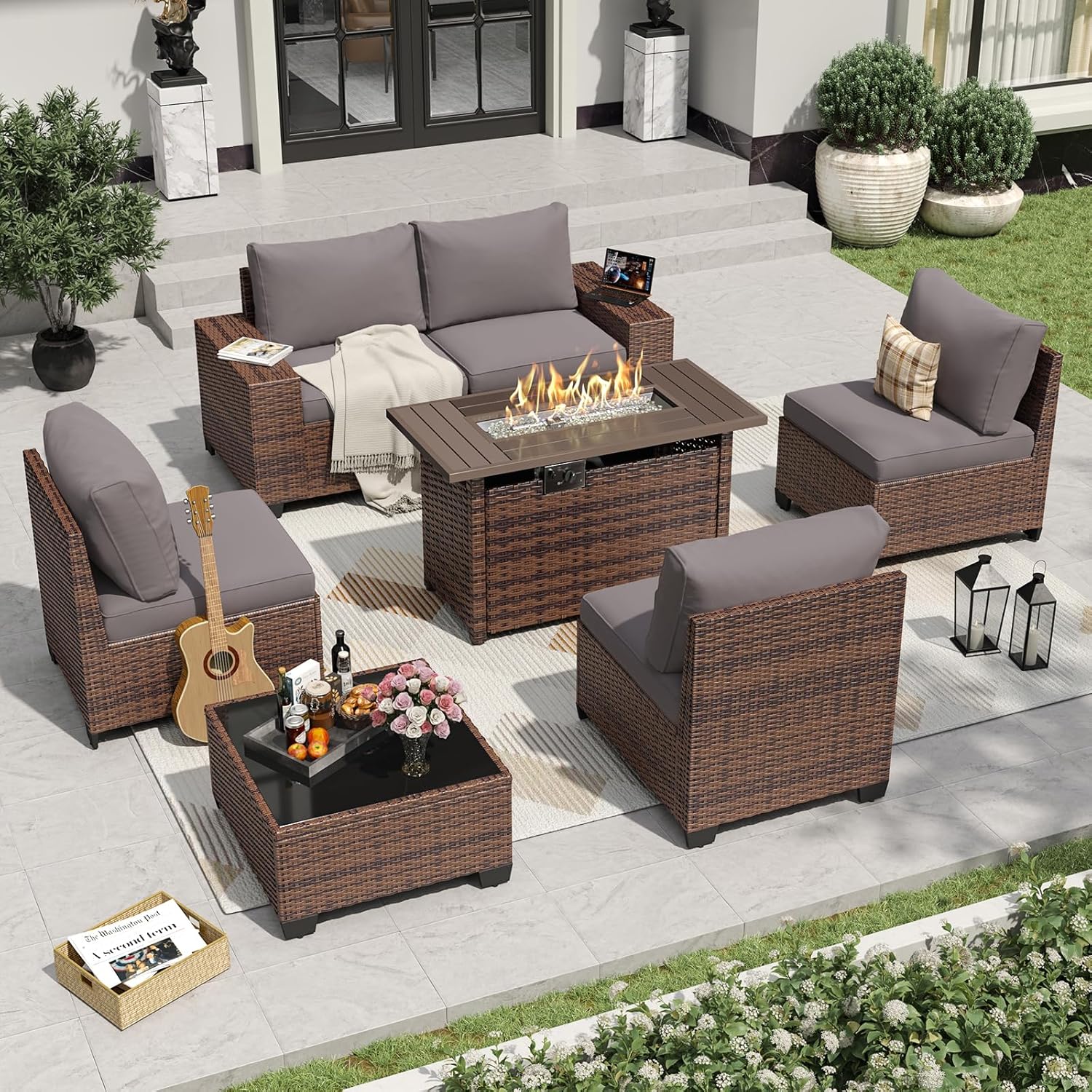 Aoxun 6 Pieces/7 Pieces Patio Furniture Set