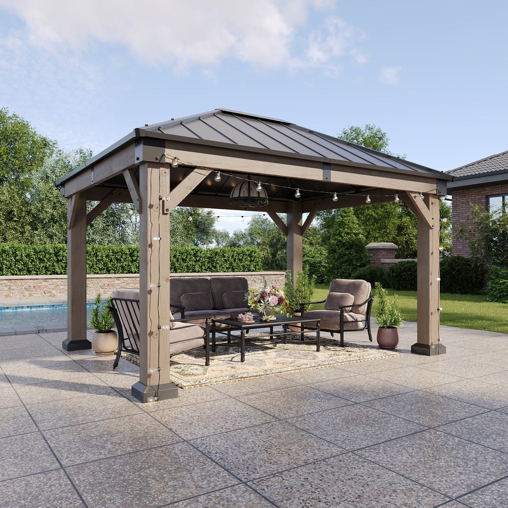 AOXUN Cedar Wooden Gazebo