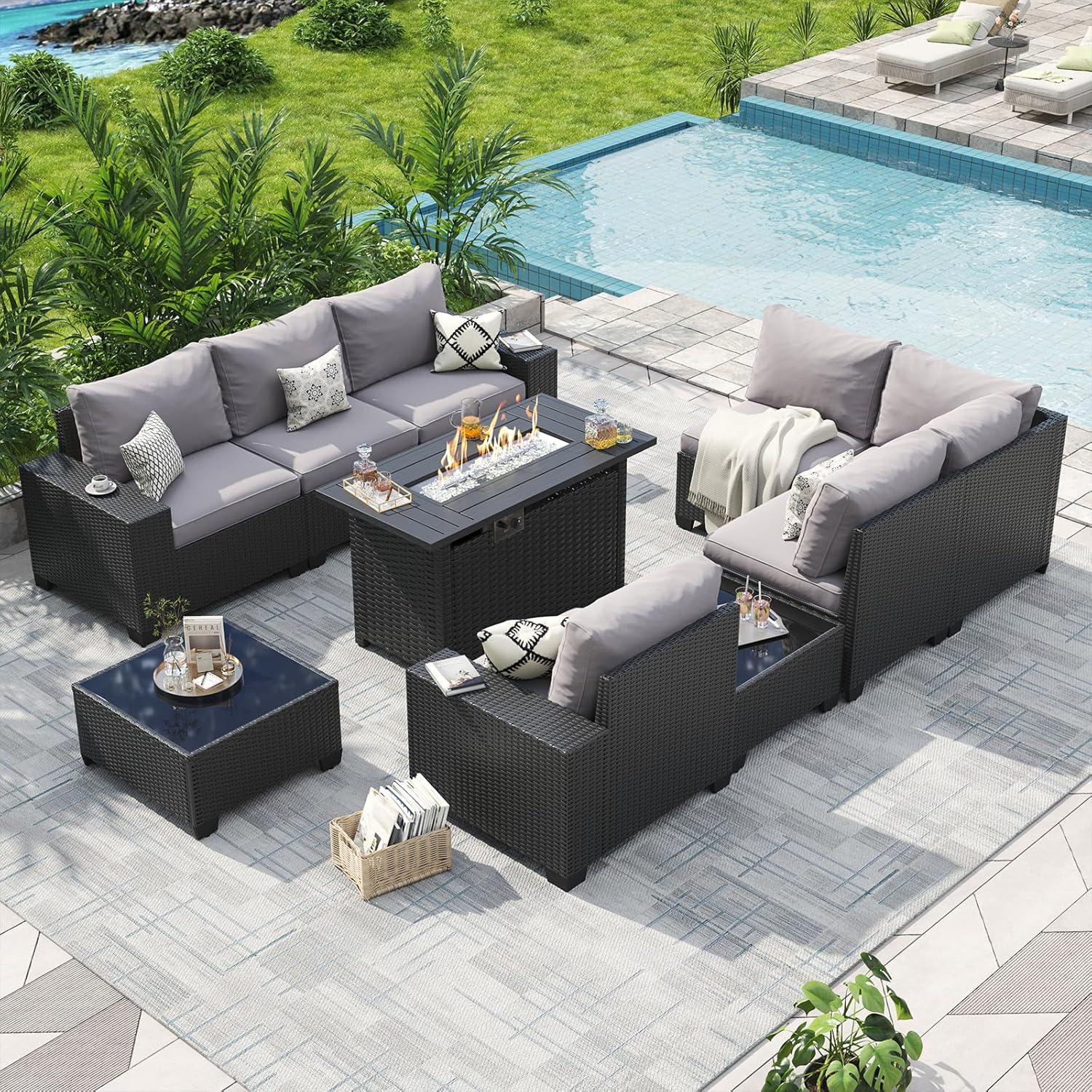 Patio Furniture Set 6 Pcs7Pcs/w Firepit9 Pcs Sofa