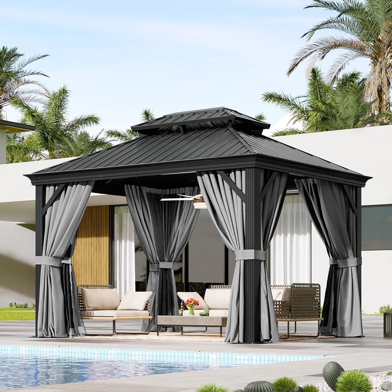 Hardtop Aluminum Gazebo with Rain Gutter