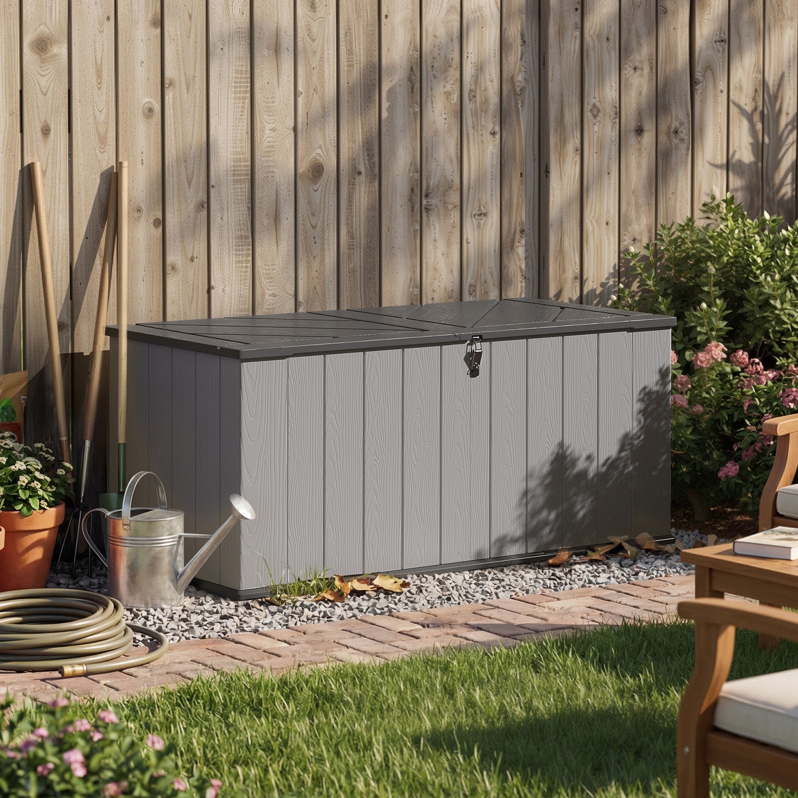 Aoxun 61 Cu.Ft Outdoor Storage Shed, Widened Outdoor Storage Cabinet Waterproof Vertical Resin Shed with Floor for Patio, Garden Tools, Pool Equipment, Easy to Assemble (White)