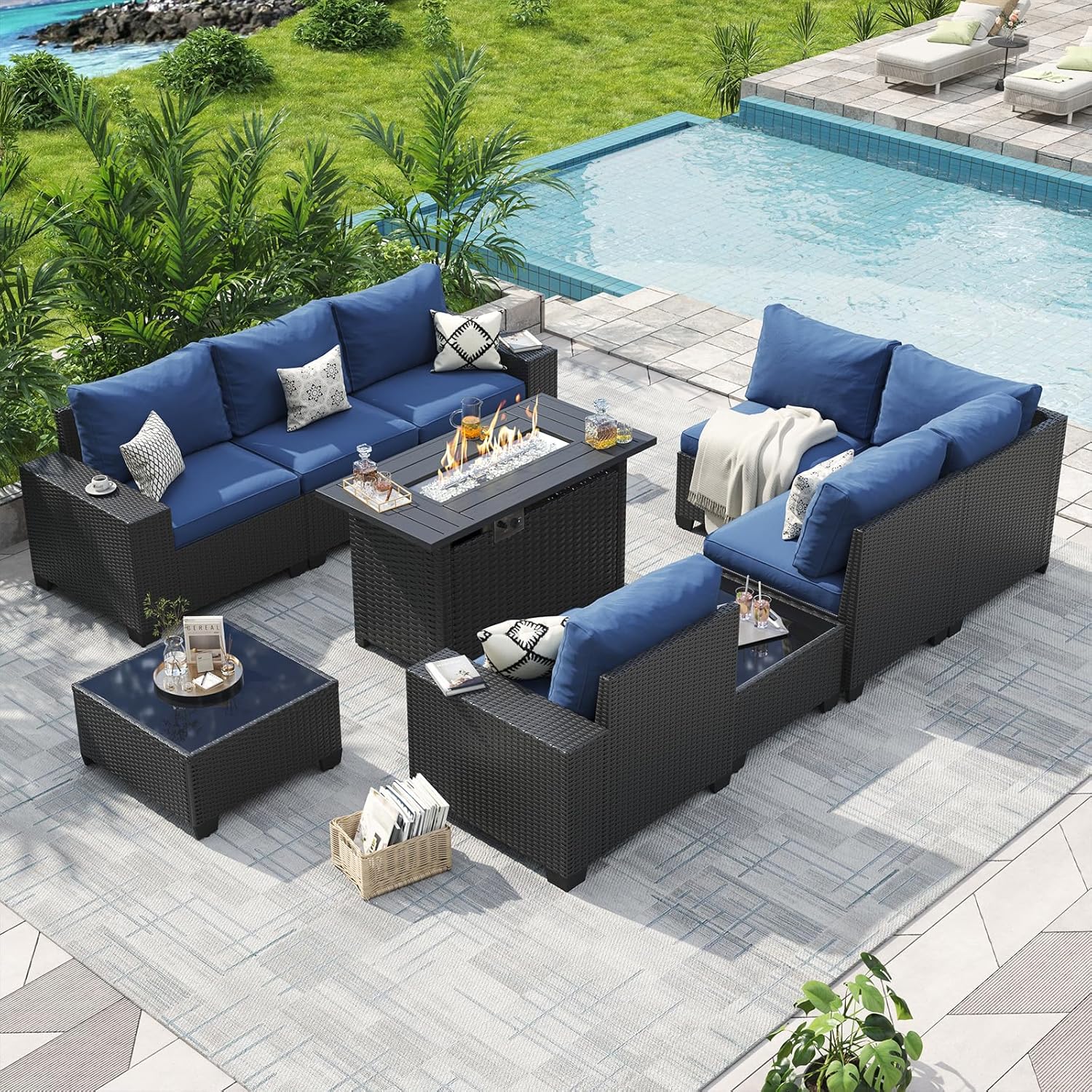 Patio Furniture Set 6 Pcs7Pcs/w Firepit9 Pcs Sofa