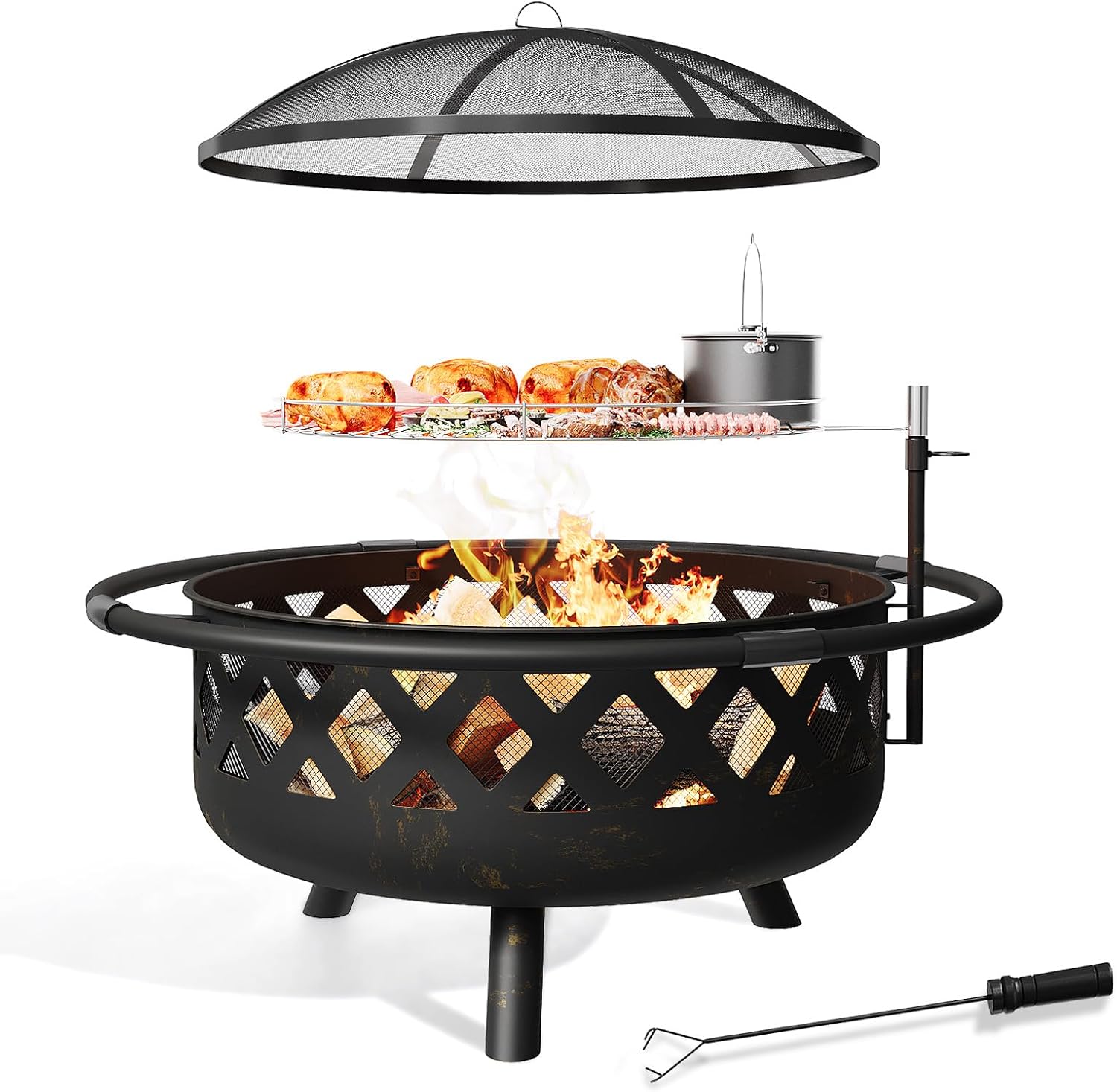 Fire Pit with Cooking Grate Grill
