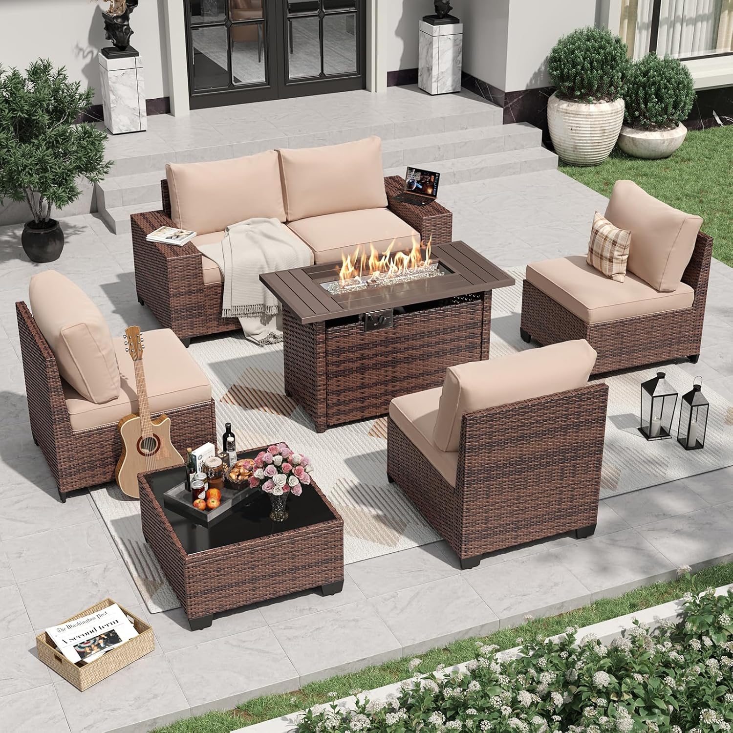 Aoxun 6 Pieces/7 Pieces Patio Furniture Set