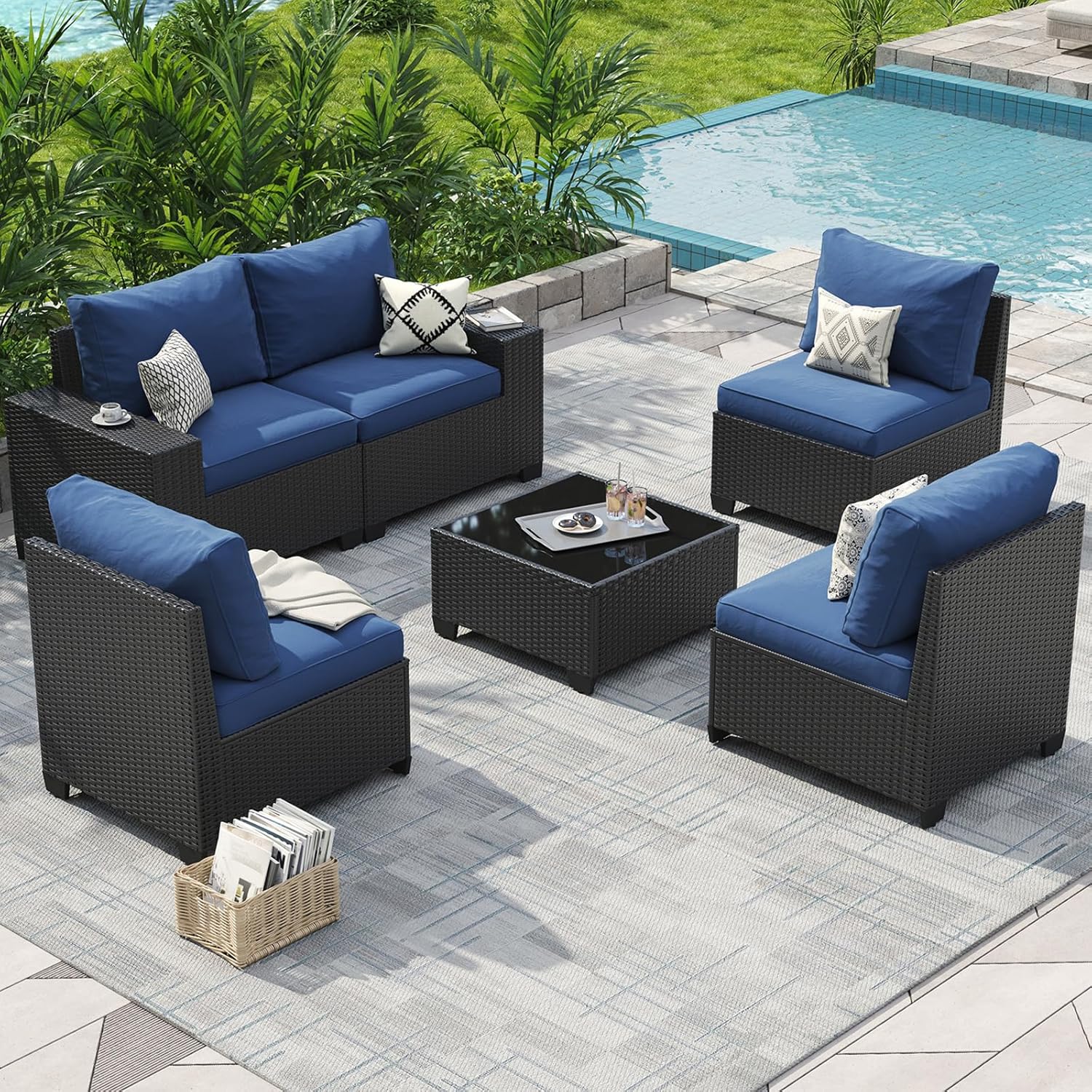 Patio Furniture Set 6 Pcs7Pcs/w Firepit9 Pcs Sofa