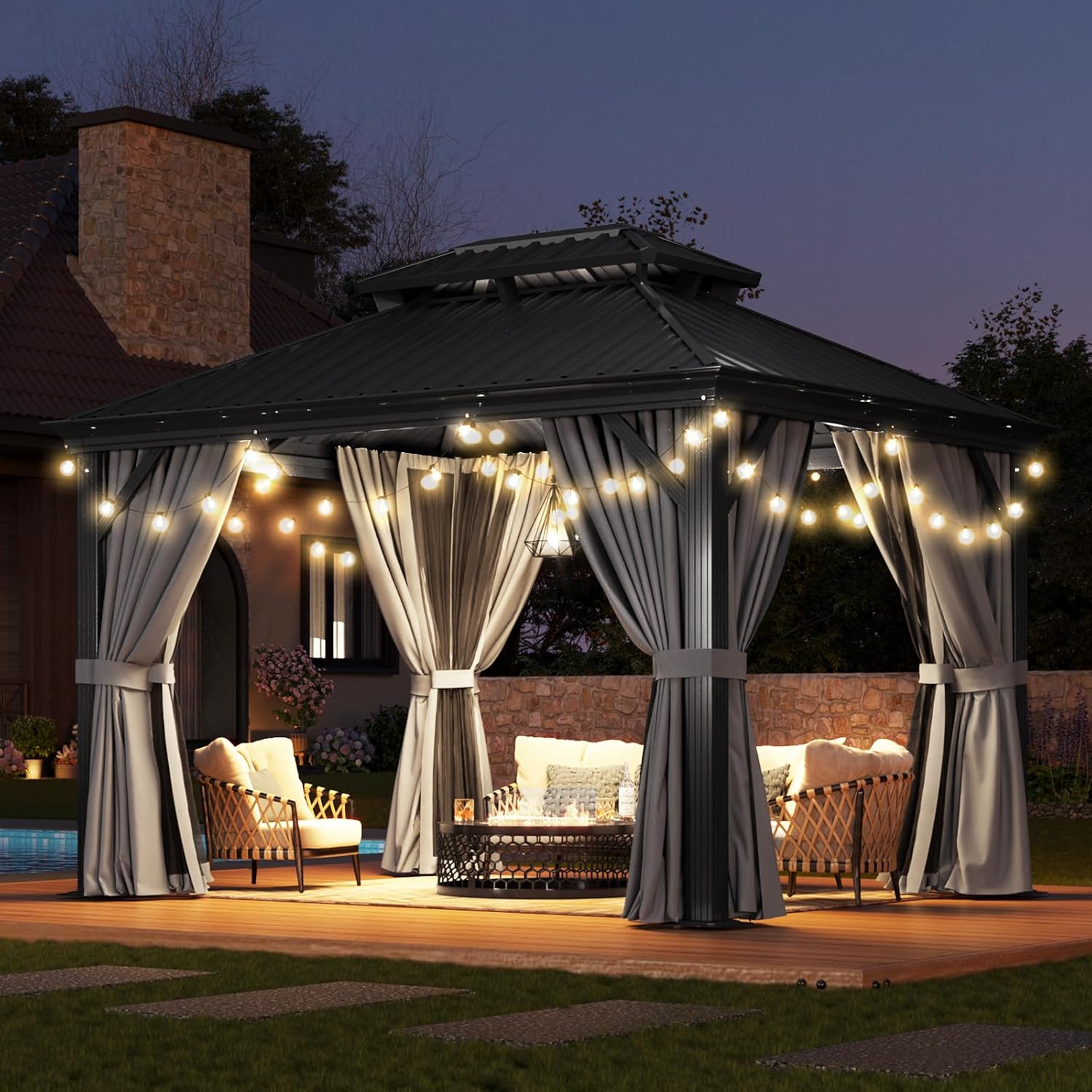Hardtop Aluminum Gazebo with Rain Gutter
