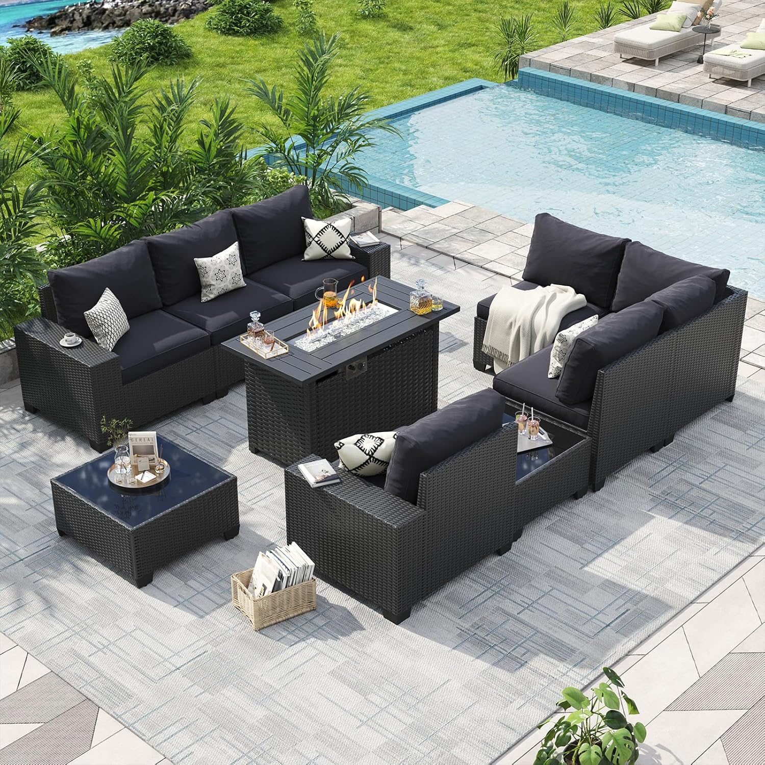 Patio Furniture Set 6 Pcs7Pcs/w Firepit9 Pcs Sofa