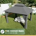 Outdoor Gazebo for Patio 10x12, Metal Frame Canopy with Double Roofs, Heavy Duty Party Tent and Shelter with Mosquito Netting and Privacy Screen for Backyard, Lawn, Garden,Deck (Gray)