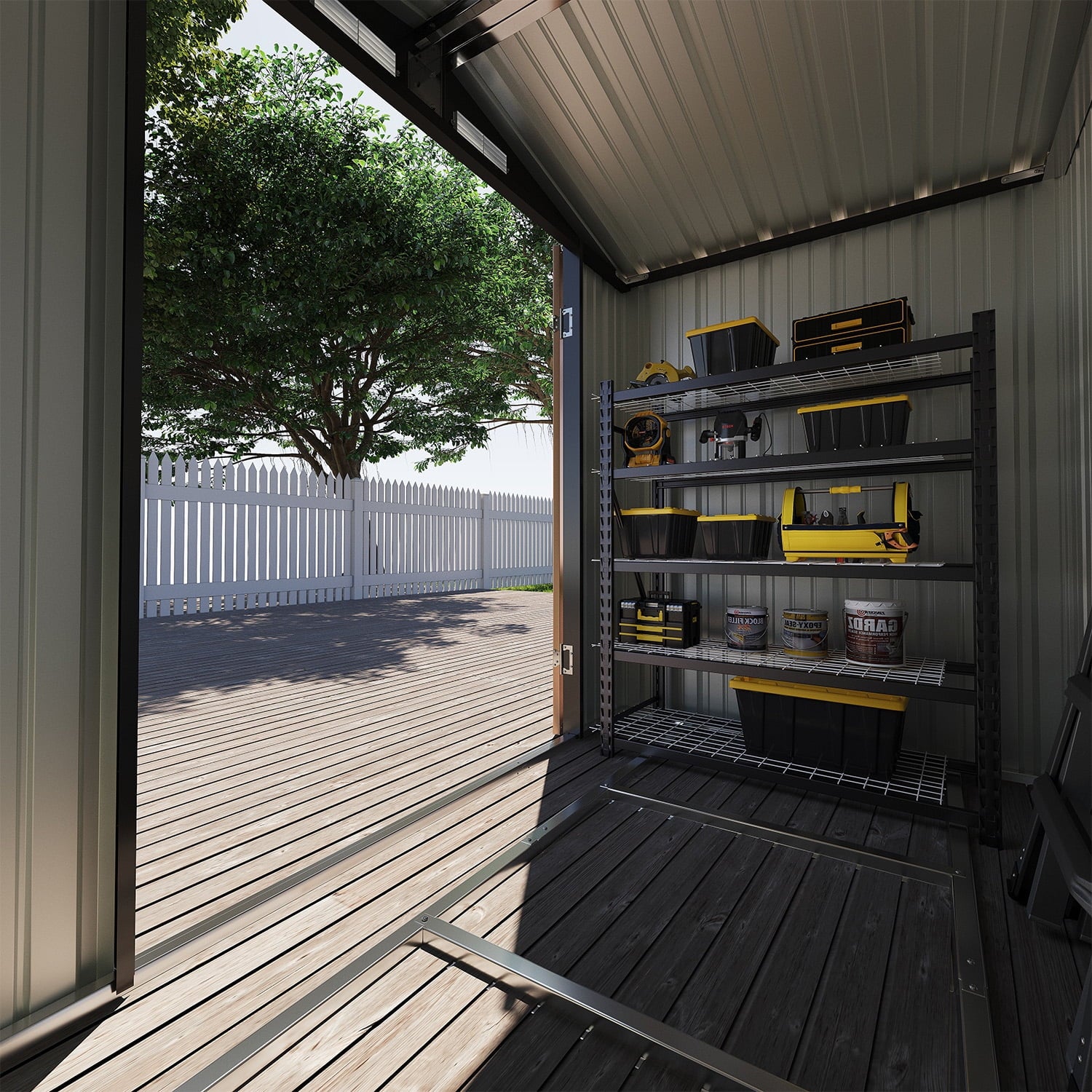 Clouddwell 6x4 ft. Metal Storage Shed with Base, Galvanized Steel Outdoor Garden Shed (Brown)