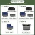 11 Piece Patio Furniture Set with 44” Fire Pit Table Wicker Rattan Outdoor Sectional Sofa Set with Coffee Table and 4” Thickened Cushions, Blue (Waterproof Cover Included)