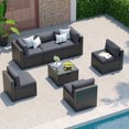Clouddwell 7-Piece Patio Furniture Set On Sale, Black Rattan Wicker Outdoor Sectional Sofa Couch with Table Patio Conversation Set for Lawn& Backyard,Gray