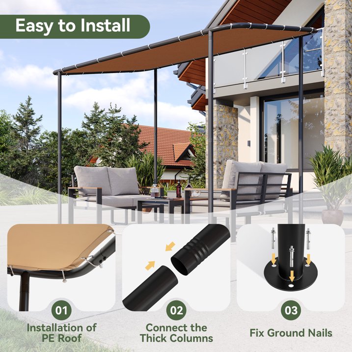Aoxun 10x6 Lean to Gazebo Outdoor Pergola